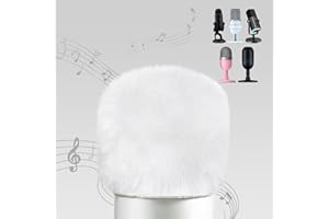 YOUSHARES Blue Yeti Bonnette Micro Anti Vent, Mousse Micro en Fourrure Filtre Anti Pop Compatible avec Micro Razer Seiren Mini/V3 Mini/V2 X, Yeti X, Fifine AM8, HyperX SoloCast, Bonnette ASMR Blanc
