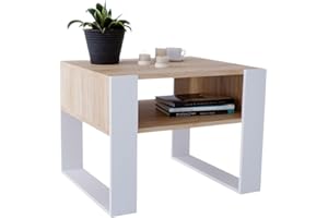 ‎CRAFTPAK CraftPAK Wohnzimmer Tisch für Couch aus hochwertigem Holz, Stabiler & moderner Couchtisch mit zusätzlicher Ablagefläche, Farbe Bardolino-Weiß