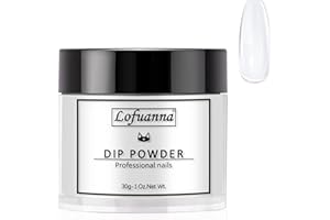 Lofuanna Poudre à Tremper pour Ongles,30g Transparente Dipping Powder Manucure pour Ongles Français Kits,Pas Besoin de Lampe à Ongles pour le Salon ou la Maison (001)