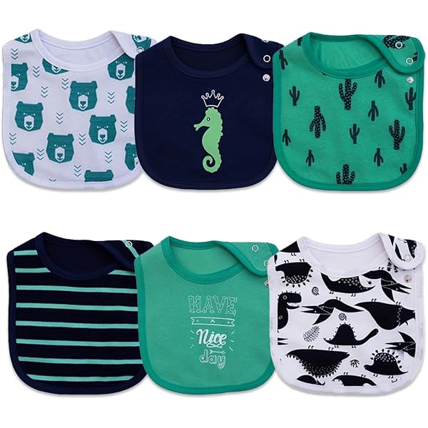 Lot De 2 Bavoirs Bébé En éponge Cédric - Doux, Absorbants, Couleurs Bleu Et Vert Céladon - 6