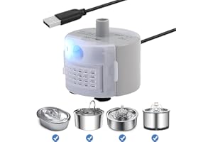 Diealles Shine Katzenbrunnen Pumpe Mit LED - Leise USB Ersatzpumpe für 2.5L Edelstahl Trinkbrunnen
