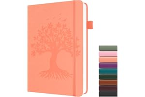 Dzhzal Tree of Life Carnet de notes ligné A5 120 g/m² épais 365 pages, couverture rigide en cuir pour homme et femme avec boucle pour stylo et poche intérieure