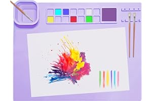 SOQKEEN Tappetino Silicone Pittura, 51 × 41 cm Tappetino per Pittura in Silicone Antiaderente Pieghevole Silicone Painting Mat for Arti e Mestieri Colata di Resina e Progetti di Bricolage (Viola)