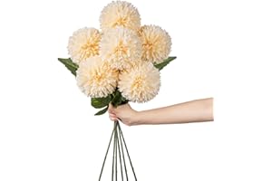 ‎HOLLYONE 10cm groß Kunstblume Hortensie mit 63cm Langer Stiel, 6 PCS gelb Künstliche Hortensie Blumen, Kunststoffblume Hortensie für Hochzeits Deco, Heimdeko, Büro, Garten Party Deco, Blumenarrangement