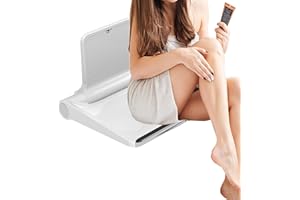 Heuffe Sedile per Doccia Pieghevole Spesso con Schienale a Muro - 200kg Portata Max Antiscivolo, ABS Bianco, Installazione Rapida per Anziani e Disabili