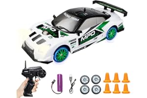 Vmxlso RC Drift Car, 1:24 Remote Control Car, 2.4GHz 10km/h, 4WD Mini RC Drift car, with LED and Racing Tires, Gifts Toy for Boys Girls Adults, for drift and Race