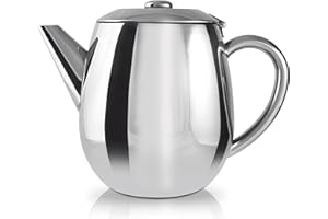 Café Olé EHT-070 Café Ole Everyday Economy Tea Ware 18/10 in Acciaio Inox con Coperchio incernierato, beccuccio antigoccia, Manici Vuoti da 1988 ml, Inossidabile