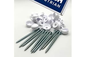 CHURCH EQUESTRIAN Corrugated Pan Head Roofing Screws with Strap Caps (25, White, 50mm (2 Inch))