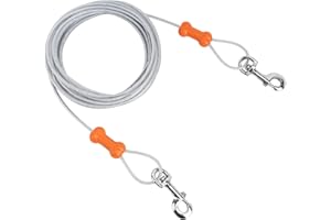 PETPHABET Petphabt - Cable de amarre resistente para perros grandes, 6 m, cable de amarre para mascotas, color plateado 90 libras