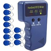HERNAS RFID Reader Handheld 125KHz Recorder Duplicator Copier ID Card Cloner with 10 EM4305 T5577 Rewritable Tags and Cards