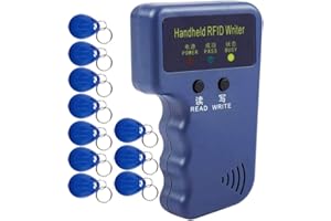 通用 HERNAS New Version Handheld 125KHz RFID Reader Writer Duplicator Copier, EM4100 ID Tags Reader, with 10pcs Writable Key Fobs EM4305 T5577 Cards, Access Control Reader, NOT For HID or 13.56MHz IC