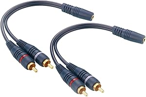 EIGHTNOO Cavo RCA Audio Presa da 3.5mm a Connettore RCA, Placcato Oro Cavo RCA Jack 3.5 Femmina a 2RCA Maschio da 22cm Audio Stereo per Cellulare, Amplificatore, Altoparlante, TV