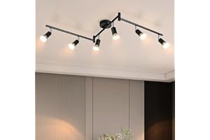 Glitzerlife LED sufitowy reflektor 6-płomieniowy salon - czarna lampa sufitowa nowoczesna GU10 reflektor sufitowy obrotowy 330° obrotowa lampa kuchenna reflektor sufitowy sypialnia bez żarówki