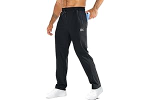 BROKIG Mens Drylite Gym Joggers Trousers, Stretch Golf Jogging Tracksuit Bottoms, Running Work Pants with Zip Pocket