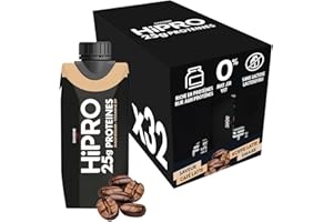 Danone HiPRO Boisson Protéinée - Café - 32 x 330ml - Riche en Protéines, Sans Sucres Ajoutés, Sans Lactose