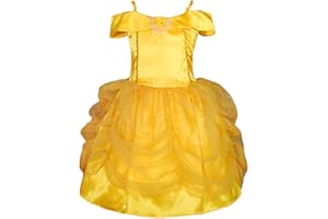 Lito Angels Prinzessin Belle Kostüm Kleid mit Zubehör für Baby und Kinder Mädchen, Die Schöne und das Biest Gelbes Ballkleid Verkleidung