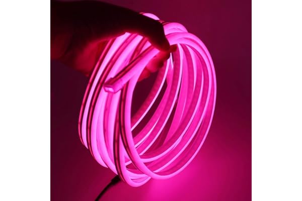 XUNATA 12V Flexible LED Neon Rosa, 5m Impermeable 2835 Tira de LED Strip Light, Luz de la Cuerda para Exterior Fiestas Decoración Party Sign Publicidad Firmar
