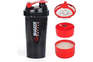 XTKS Eiweiß Shaker,Protein Shaker Flasche mit Mixer,Auslaufsicherer Trinkflasche für Protein Shakes,Tragbarer Shaker Proteinshake mit Aufbewahrung
