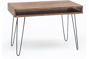 Biurko FineBuy brązowe 110 x 60 x 76 cm Stół do laptopa z litego drewna Sheesham Nature | Stół roboczy w stylu wiejskim z 1 tacą do przechowywania | Stół biurowy PC stół