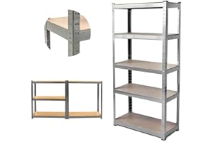 EFAN Scaffalatura per Magazzini a 5 Ripiani, Scaffale per Carichi Pesanti, Metallo 200cm x 100cm x 50cm | Portata 875 kg | Montaggio Semplice Senza Viti