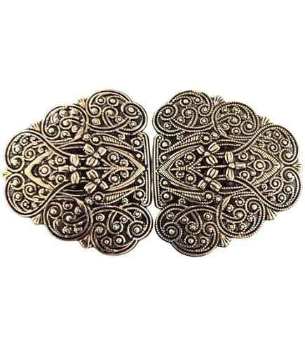 Hartmann, Bottoni in Argento Anticato con Motivo Floreale, Misura Media, Fibbia di Chiusura, Gancio in Metallo, ca. 55 mm x 30 mm, Ponticello ca. 25 mm, Made in Germany (1 Pezzo