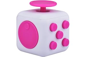 AIBULO Cool Fidget Cube Vinyl Desk Toy Children Desk Toy Adults Stress Relief Cubes (Pink/White)