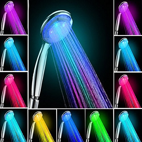 7 Farben wechseln stufenlos Duschkopf ABS Chrom house-cover unterstützt von fließendem Wasser Druck (keine Batterien erforderlich) - 3