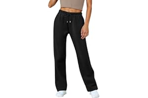 GENERIC Women’s Straight Leg Fleece Lined Joggers Ladies Walking Trousers Cotton Polyester Blend Warm Sweatpants with Drawstring Waist Winter Lounge & Active Pants Tracksuit Bottoms