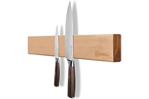 KEEMAKE Barra Magnetica per Coltelli 41 cm, Porta Coltelli Magnetico in Legno di Acacia, Calamita Coltelli Cucina al Neodimio da Parete