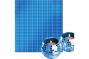 LUO YIYI 3600 Pieces Blue Mirrors Mosaic Tiles Disco Ball Mirror Tiles Self-Adhesive Real Square Glass Mirror Tiles Sticker for Craft DIY Decorations Making ,5mm by 5mm
