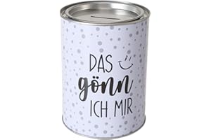 ReWu Spardose Sparschwein Schriftzug Das Gönn Ich Mir - Deckel abnehmbar - Wiederverwendbar Metall Sparbüchse Geldgeschenk Geschenkidee Geldspardose Metallspardose 14 x 10 cm