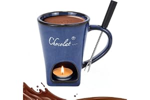 sudatong chokladfondue kopp 130 ml keramisk chokladfondue kopp, choklad fondue mugg set med gaffel, mångsidig choklad fondue set för choklad ost smör karamell