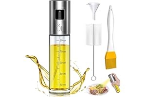 Leaflai Vaporisateur Huile, Spray Huile Cuisine, 100 ML Bouteille Huile avec Brosse et Entonnoir, Pulvérisateur d'huile BBQ, Cuisson, Four, Barbecue, Salade