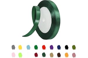 RONGZUBAT Dunkelgrün Satinband 10mm,Geschenkband Satinband 22 Meter Polyesterband, Dunkelgrün Schleifenband für Geschenkverpackung,Dekoration,Hochzeit,Weihnachten,Bastelarbeiten,und Geschenkverpackung