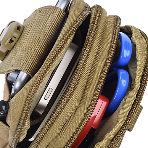 Eyourlife Bolsa Compacta de T  ctico Bolso de Cintura Bandolera Ri  onera Militar de Marcha Hombre Mujer para M  viles Accesorios de Camping Senderismo Pesca Caza Deporte al Aire Libre Amarillo-Marr  n