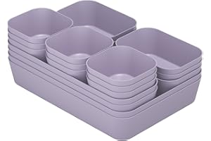 Fiambrera Organisateur Tiroir, Antidérapant, 18 Pièces de 4 Tailles, Rangement Coiffeuse, Rangement Tiroir, pour le Maquillage, le Bureau, la Salle de Bain et la Cuisine.