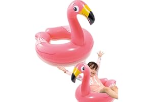 POPOYU Inflables de piscina para niños de 2 a 6 años, flamenco de natación de 55 cm, anillo de goma, flotadores de piscina, juguetes de piscina para niños, anillo de natación con colas para niños y niñas