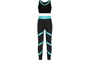 Aiihoo Mädchen Sport Kleidung Set Sport BH Oberteil mit Lange Leggings Trainingsanzug Fitness Yoga Jogging Workout Sportwear Gr.98-176