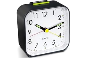 HOPSEM Silent Alarm Clock Battery Powered Non Ticking Bedside Clocks Large Display Basic Bedroom Clock Snooze Night Light Function Easy to Read Operate