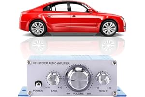 CCYLEZ Mini amplificateur numérique, Hi-FI Audio Music Amplificateur stéréo numérique Boîtier en Alliage d'aluminium avec contrôle des aigus/Basses/Volume(Bleu)