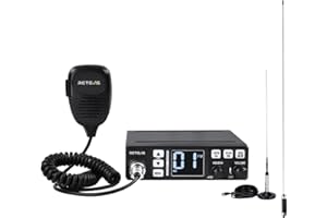 Retevis MB63 Radio CB, Kit Complet avec Antenne, AM/FM/PA, ANL, Écran LCD, VOX, SQ/ASQ, EMG CH9/19, Radio CB Mobile pour Voiture (1 Pièce, Noir)