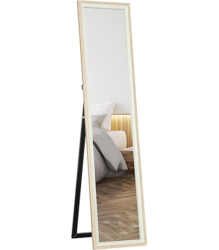 Specchio Da Terra Moderno - Cornice Legno Bianco, Inclinabile, 160x40cm - Foto 3