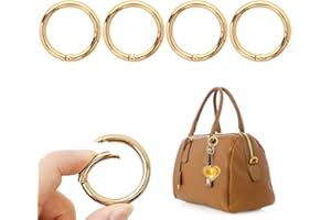 KSJEHW 4 Pezzi Anelli per Borse, Scatto Molla Rotonda, Moschettoni per Borse, Gancio Fibbia Portachiavi, per Zaini, Portafogli, Bagagli Cinghie, Artigianato(Oro 25 mm)