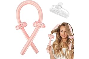 LERKELY Nastro Ricci Senza Calore, Rizador de Seda, Rizador de Rizador Suave Dormido Conjunto de Pelo Rizado Rulado, Rizador de Pelo de Espuma Suave (Rosa)