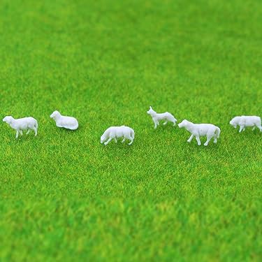 18 Statuette Pecore In Plastica Bianca - Scala 1:87 HO, Per Layout Ferroviari E Diorami Fattoria, 6 Stili Diversi
