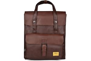 DokinReich Retro PU-Leder Vintage Rucksack Wanderrucksack Hiking Backpack Damen Herren Schultertasche PU Rucksack für Camping Reise und Phone, Tablet, L, Kaffee