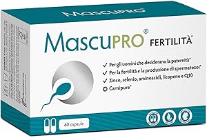 MascuPRO® Fertilità Uomo - Produzione di spermatozoi - vegano - 60 capsule per la fertilità maschile - L-carnitina, Zinco - Prodotto in Germania, Compressa