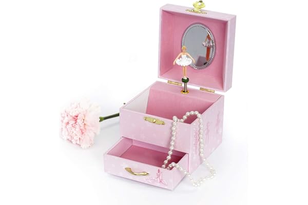 Trousselier - Ballerine - Boîte à Bijoux Musicale - Idéal Cadeau Jeune Fille - Phosphorescent - Brille dans la nuit - Musique Roméo & Juliette - Colori Rose Normal
