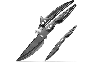 PLYS Tijeras Cocina Alta Resistencia Acero-Inoxidable: Chapadas en Titanio Negro Multiusos Japones Tijeras de Cocina Profesionales Hogar