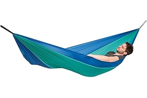 AMAZONAS Hammock Hammock Hammak Ultra Light Ice Blue Hamac King Size Le Plus léger au Monde 180 g 275 x 140 cm Dimensions plié 18 x 6 cm jusqu'à 150 kg